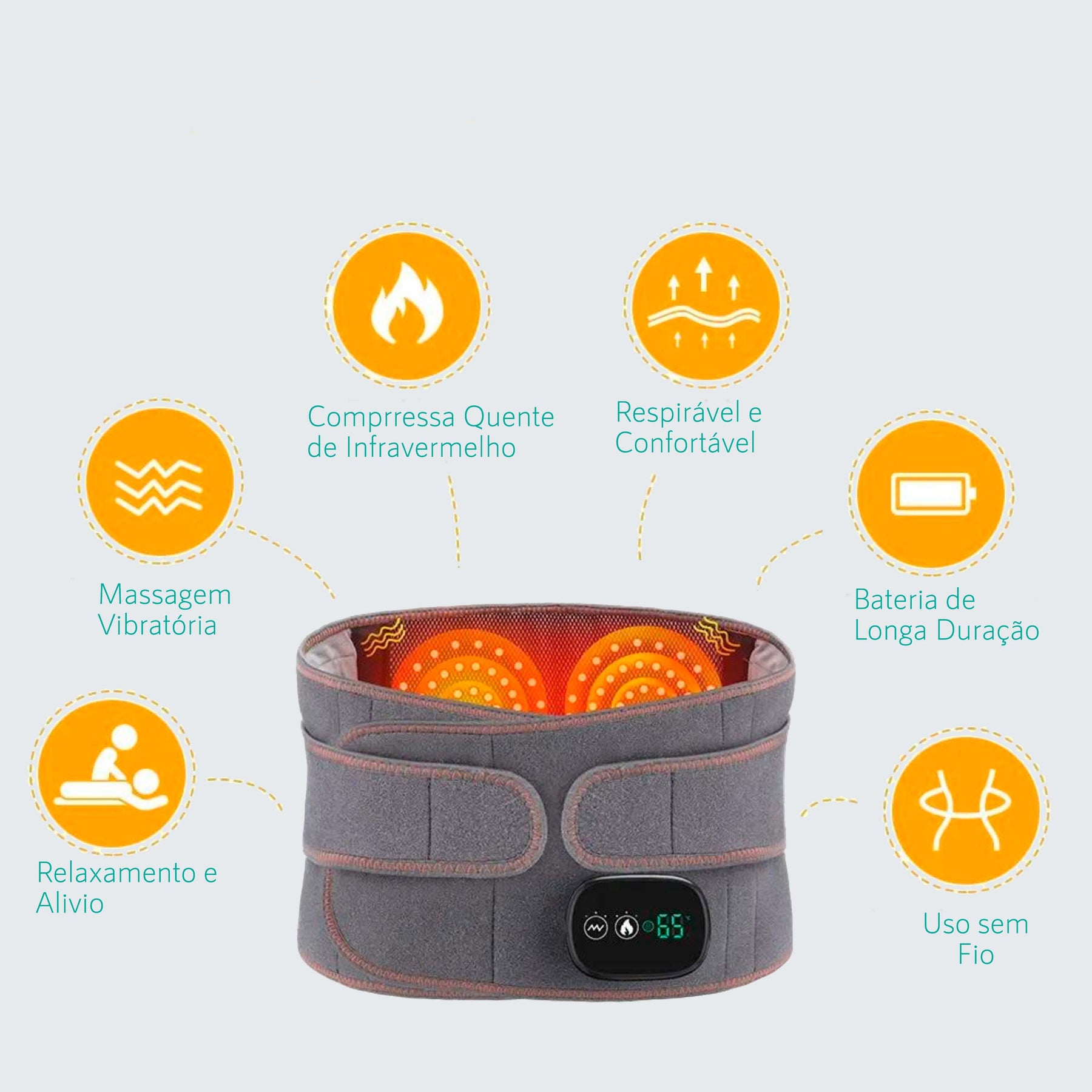 Cinta terapêutica massageadora e aquecimento