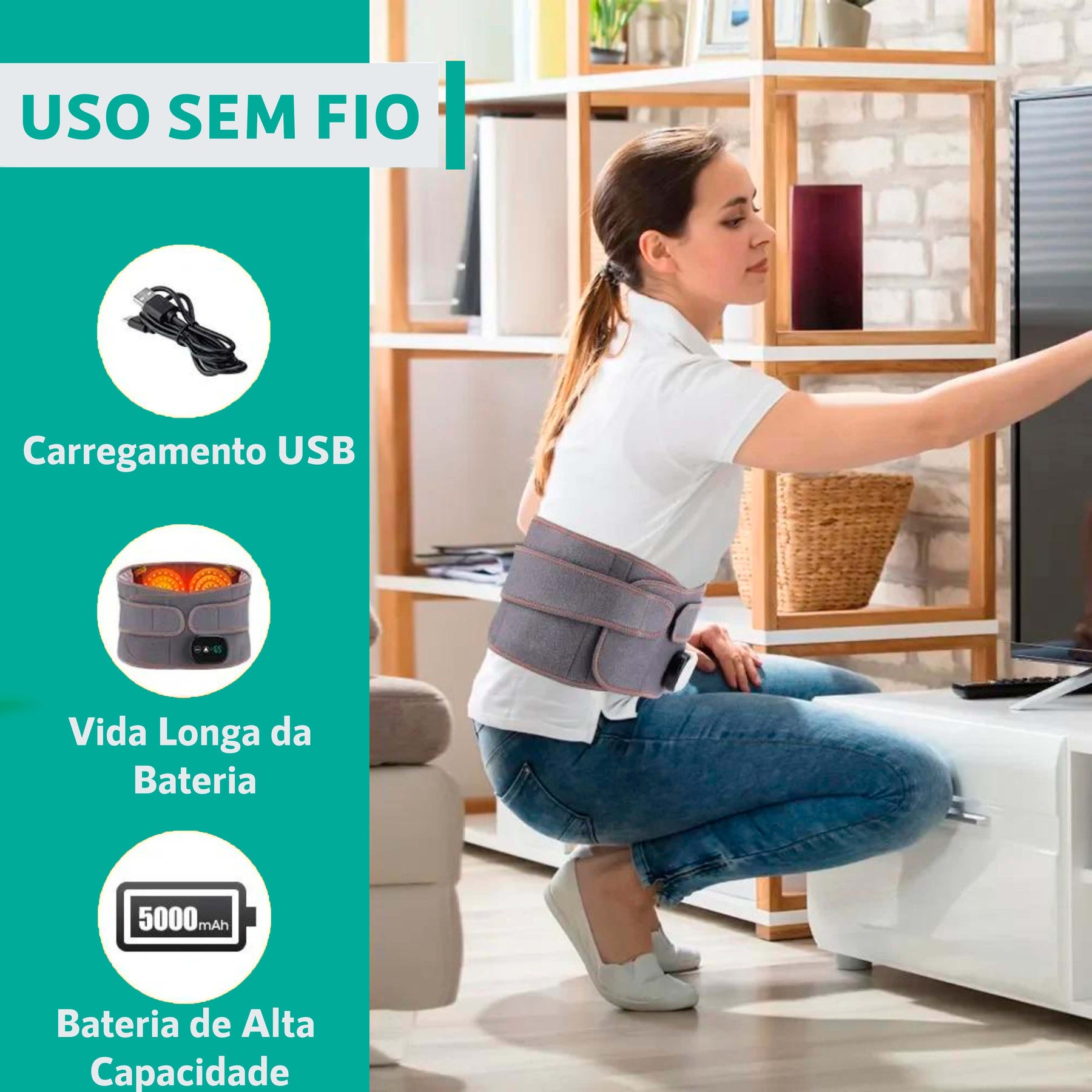 Cinta terapêutica massageadora e aquecimento